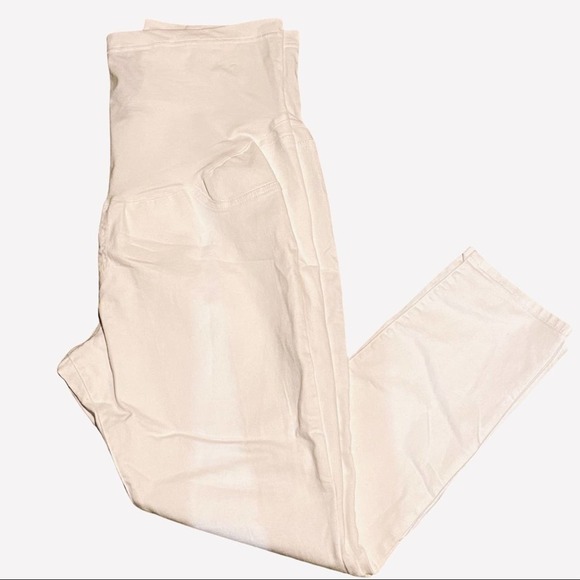 Liz Lange Ankle Skinny White Full Panel Maternity Jeans Women's XXL 18 - Picture 1 of 5